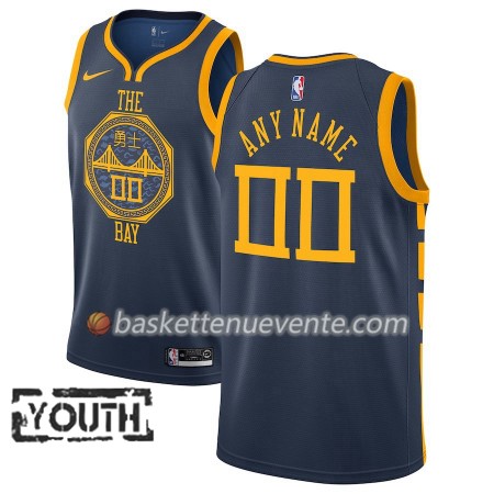 Maillot Basket Golden State Warriors Personnalisé 2018-19 Nike City Edition Bleu Swingman - Enfant
